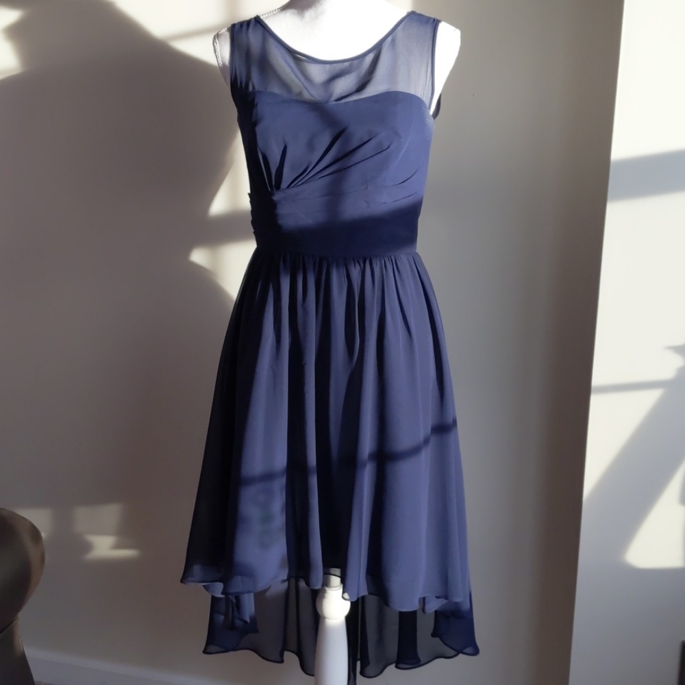 Alfred Angelo Navy Blue High Low Bridesmaid Dress
